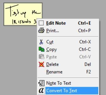 6.2.4 Convertirea notelor în text editabil 1. Deschideți în aplicația Note Manager nota pe care doriți să o convertiți. 2.