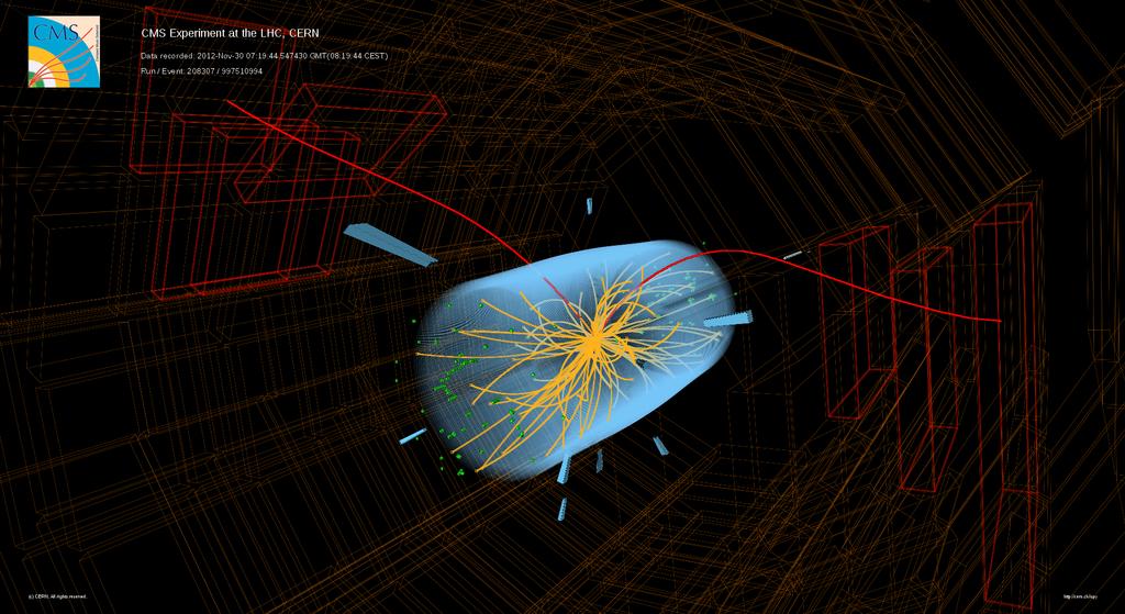Unha desintegración moi infrecuente foi observada por CMS Experimento CMS, CERN 19 Xullo 2013 CMS observou unha importante e pouco frecuente desintegración predita polo Modelo Estándar da física de