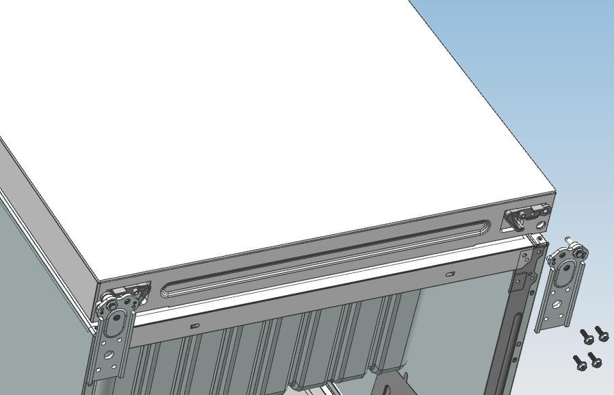 b.assemble the shorter adjustable front foot to the lower hinge side and adjust the height of the foot to