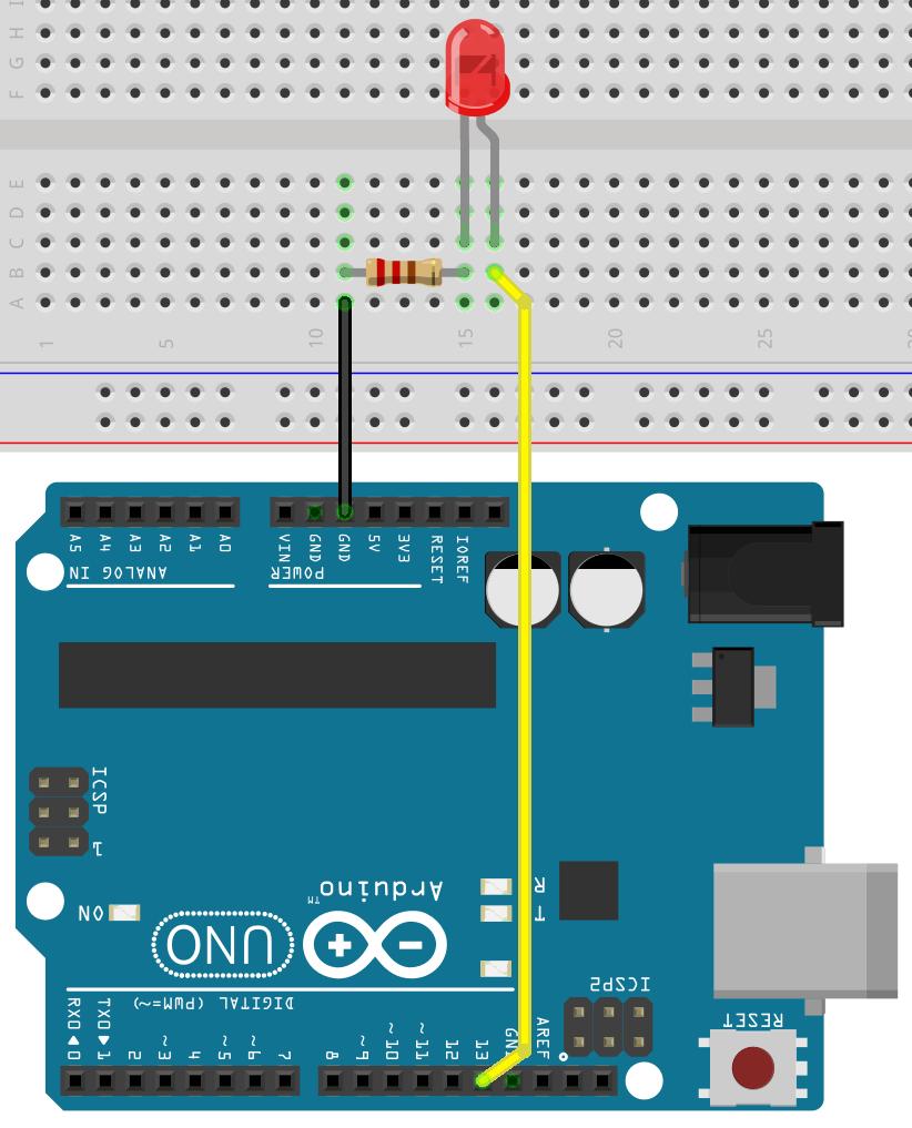 void loop() digitalwrite(13, HIGH); delay(1000); digitalwrite(13, LOW); delay(1000); Μέσα στην loop(), η συνάρτηση digitalwrite() δίνει τιμή HIGH (δηλαδή τάση 5V) στο pin 13.