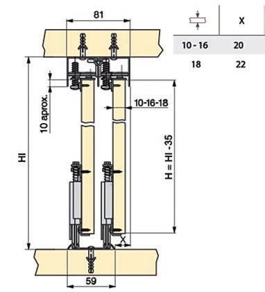 82 Μηχανισµός συρόµενης για 16-18mm πόρτα