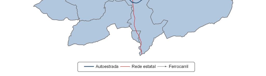 As principais vías de comunicación son a autovía A-52 que une Ourense con Benavente e a N-525, así como a estrada que comunica Verín co Norte de Portugal a