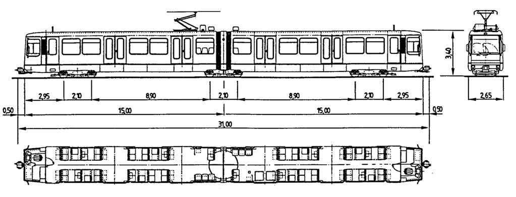 Лесно Метро Bem 4/6 (ТСОЛ - Лозана) Технички податоци: Самостојна електровлечна моторна кола Вкупна маса во експлоатација 64 тони Опремена со мотори Максимална снага на ободот од тркалата 675 кw
