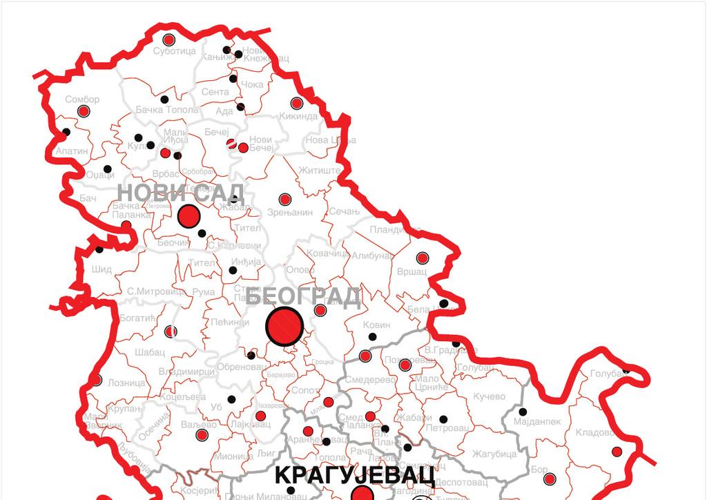 3. ОПШТИ УСЛОВИ ЛОКАЛНЕ ЗАЈЕДНИЦЕ 3.1. Општи услови 3.1.1. Положај и величина представља административни, привредни, културни, образовни и здравствени центар централне Србије (Шумадије).