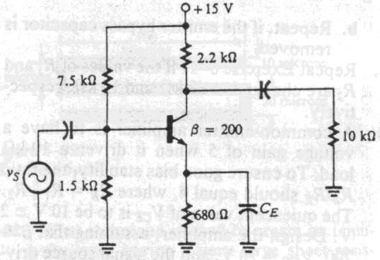 Tìm giá trị độ lợi áp toàn phần (v L / v S ) của tầng khuếch đại ở hình 3-13 b.