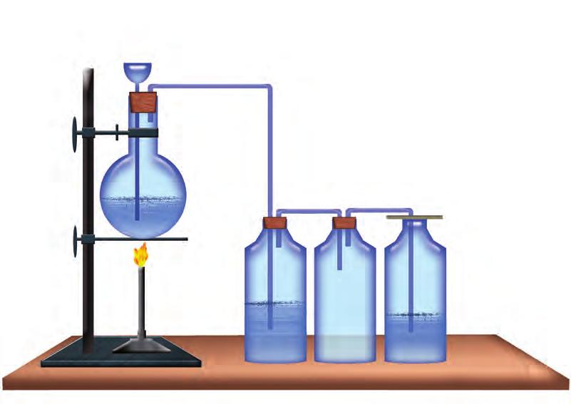 معادلة التفاعل االتية: NaCl + H 2 SO 4 NaHSO 4 + HCl كلوريد الصوديوم حامض الكبريتيك كبريتات الصوديوم غاز كلوريد المركز الهيدروجينية الهيدروجين انابيب توصيل دورق تحضير قطعة كارتون NaCl + H 2 SO 4
