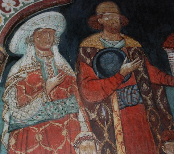 Τοιχογραφία. Βουλγαρία, Μονή Κρεμίκοβτσι, Αναπαράσταση βυζαντινών αρχόντων.