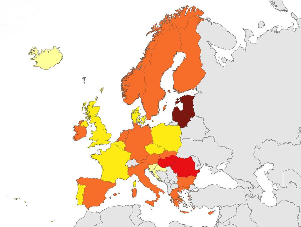 Multidrug-resistant TB (MDR TB), EU/EEA, 2016 1 322 MDR TB