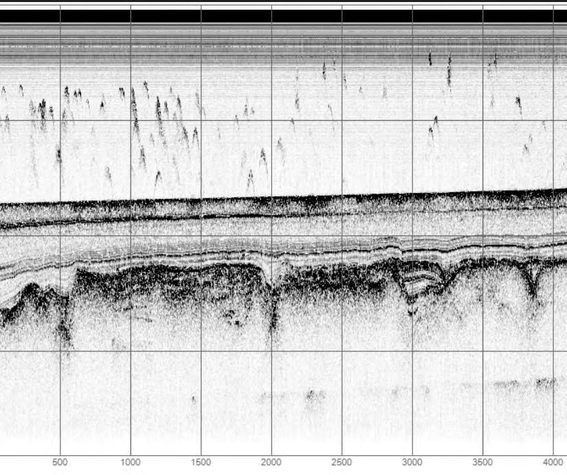 ΒΑ ΒΔ 100m Εικόνα 32. Τομογραφία όπου δείχνεται ο Ακουστικός τύπος 1 Ο ακουστικός τύπος 2 βρίσκεται βόρεια της περιοχής μελέτης μας. Χωρίζεται σε 4 σεισμικές ακολουθίες.