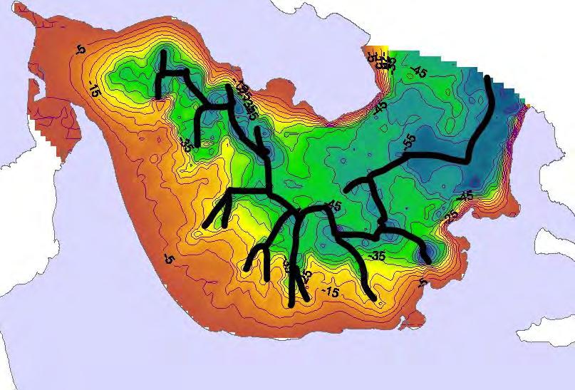 3 2 3 2 1 1 3 3 2 2 α β γ Εικόνα 58.(α)Εμφάνιση υδρογραφικού δικτύου (β) εμφάνιση υδρογραφικού δικτύου σύμφωνα με τον Kapsimalis et al.