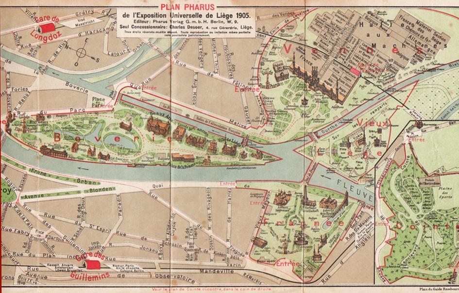 Сл. 28. Светска изложба у Лијежу 1905. године, план Извор: www.worldfairs.info Простор на коме је одржана изложба заузимао је површину од 70 хектара.