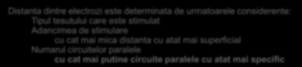 superficiala Distanta dintre electrozi este determinata de urmatoarele considerente: Tipul tesutului care este