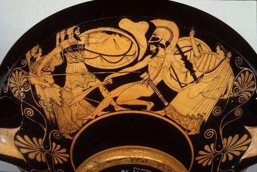 Homero I l í a d a 145 ὡς δ' ὅτε τις στατὸς ἵππος ἀκοστήσας ἐπὶ φάτνῃ δεσμὸν ἀπορρήξας θείῃ πεδίοιο κροαίνων εἰωθὼς λούεσθαι ἐϋρρεῖος ποταμοῖο κυδιόων: ὑψοῦ δὲ κάρη ἔχει, ἀμφὶ δὲ χαῖται ὤμοις ἀί