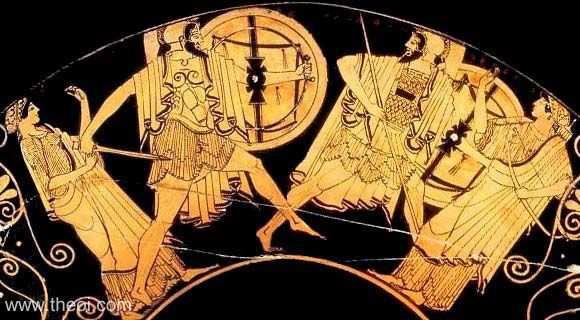 Homero I l í a d a 88 ἀλλ' ἐδάμη ὑπὸ χερσὶ ποδώκεος Αἰακίδαο ἐν ποταμῷ, χρυσὸν δ' Ἀχιλεὺς ἐκόμισσε δαί φρων.