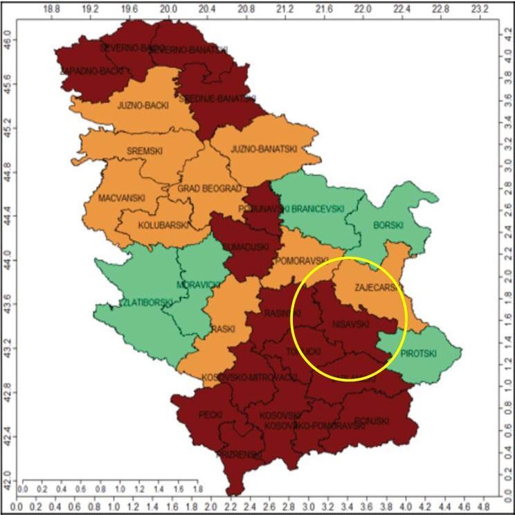Уопште гледано, Нишки округ спада у део Србије који је посебно угрожен.