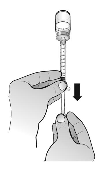 Scoateţi întregul volum de soluţie de medicament în seringa pentru administrare.