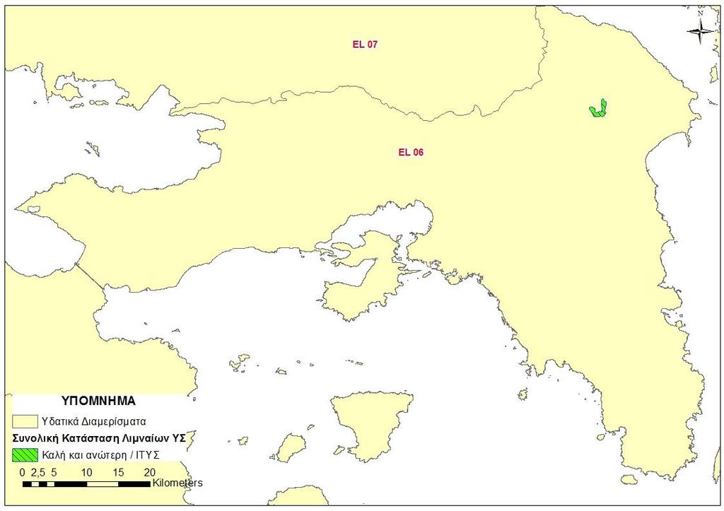 Χάρτης 29: Ταξινόμηση συνολικής κατάστασης ταμιευτήρα του ΥΔ Αττικής (EL06) Συνολική Κατάσταση Ταμιευτήρα 6.1.