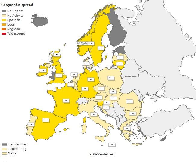 Map 1. Intensity for week 46/2015 Map 2.