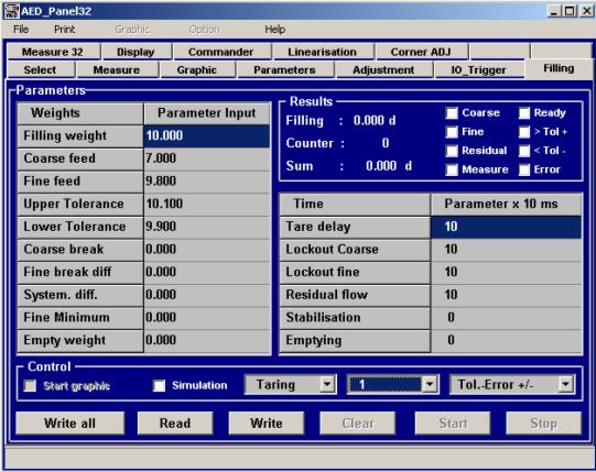 FIT / AED Dosing / filling result with the graphic function