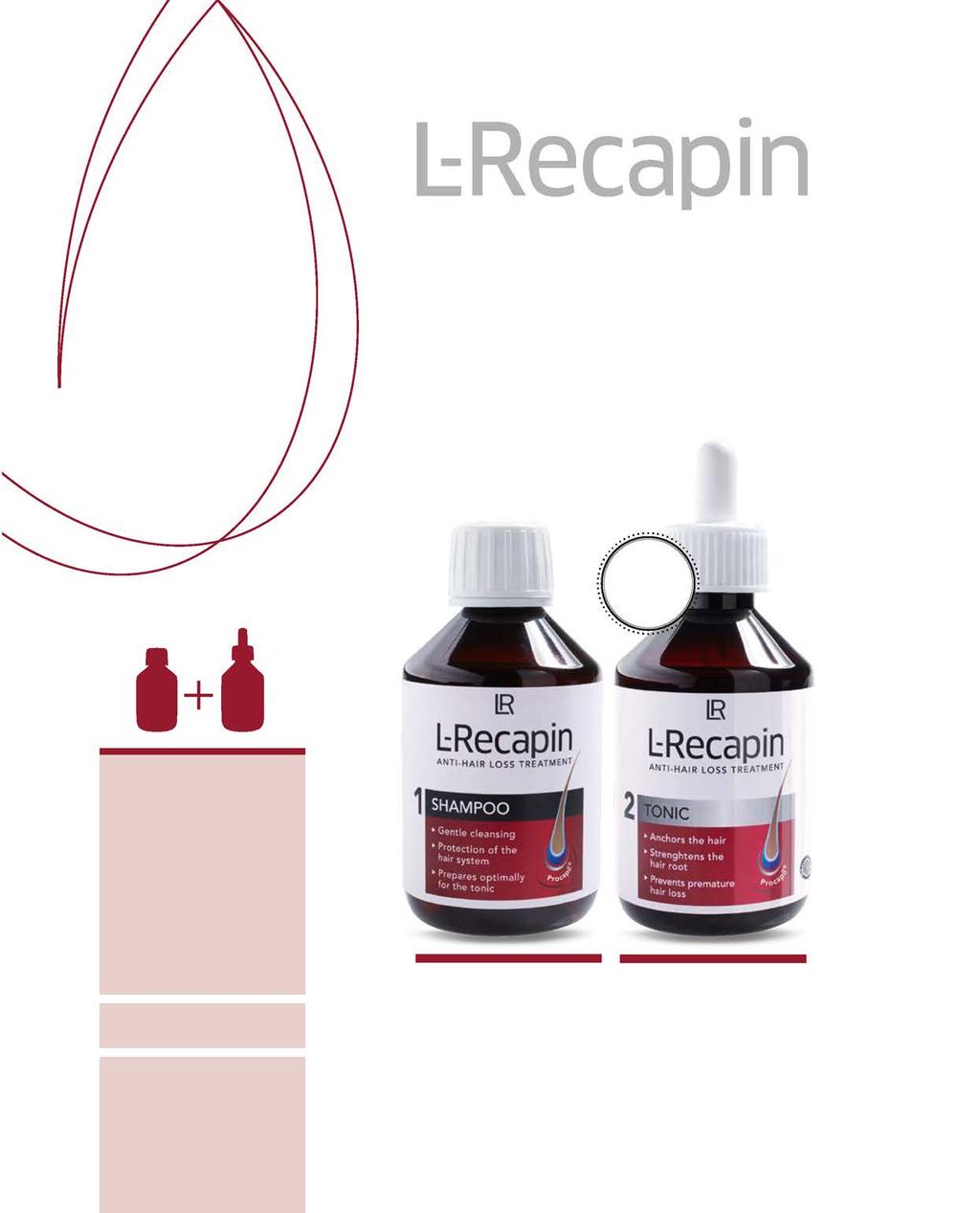 LR L-RECAPIN ΠΕΡΙΠΟΙΗΣΗ ΜΑΛΛΙΩΝ 117 Το ισχυρό δίδυμο για πλούσια, πυκνά μαλλιά Αντιμετωπίζετε πρόβλημα κληρονομικής τριχόπτωσης; Η σειρά L-Recapin δίνει τη λύση για τον άνδρα: το καινοτόμο σύμπλεγμα