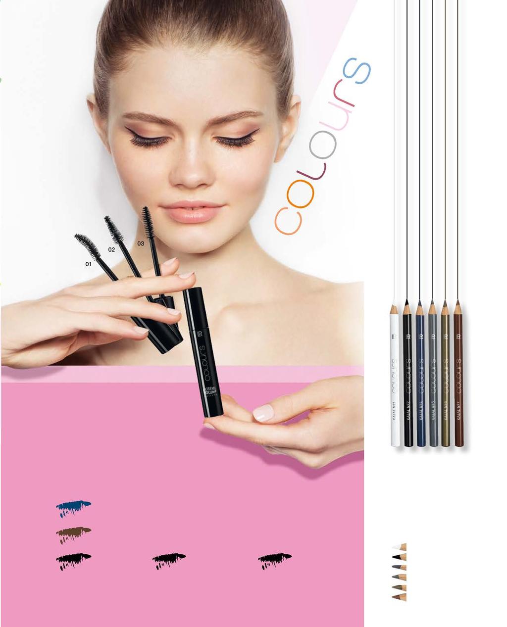 01 Volume & Curl Mascara Χαρίζει εκπληκτικό όγκο Ζωντανεύει και κάνει τις βλεφαρίδες πιο πυκνές Ενδείκνυται για ευαίσθητα μάτια και όσες φοράνε φακούς επαφής 10002-5 Night Blue 10002-4 Dark Brown