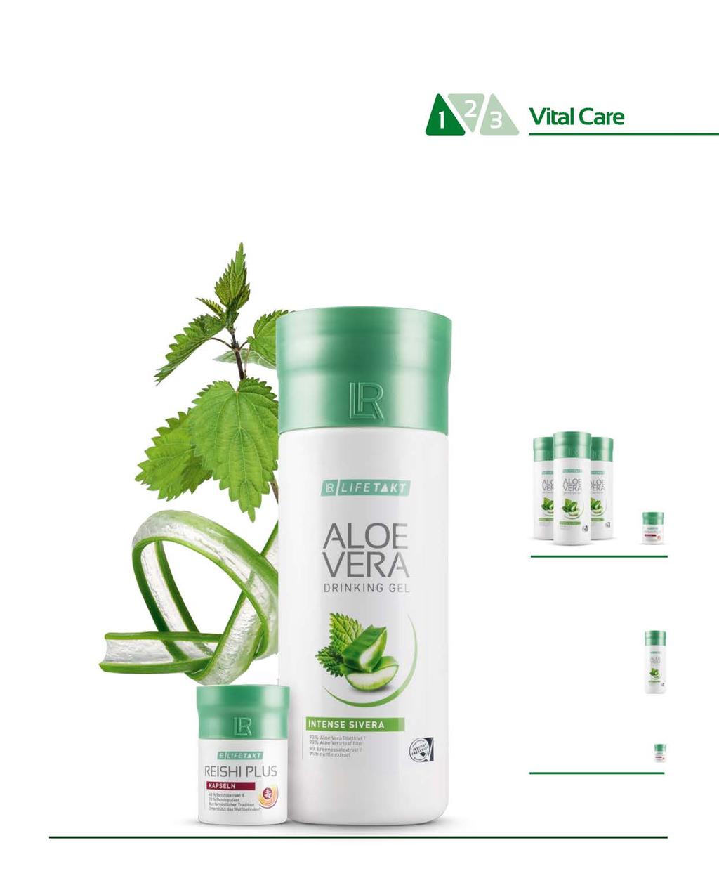 LR LIFETAKT ΛΥΣΕΙΣ 27 ΒΑΣΙΚΗ ΛΥΣΗ Vital Care ΜΗΝΙΑΙΟ ΣΕΤ Drinking Gel Intense Sivera 3 x 1000 ml Περισσότερες πληροφορίες στη σελίδα 49 και Reishi Plus