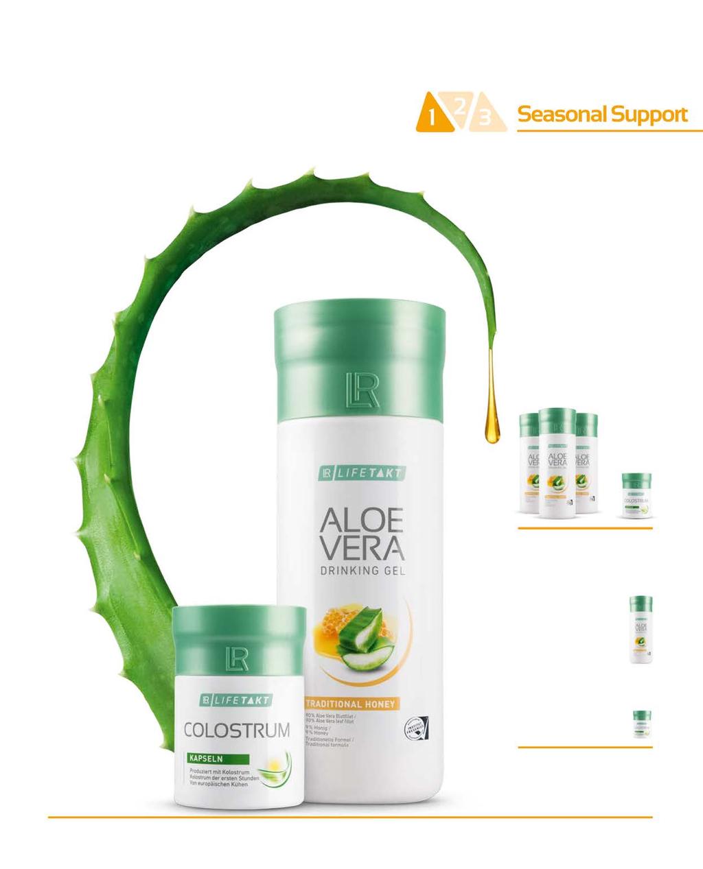 LR LIFETAKT ΛΥΣΕΙΣ 33 ΒΑΣΙΚΗ ΛΥΣΗ Seasonal Support ΜΗΝΙΑΙΟ ΣΕΤ Drinking Gel Traditional Honey 3 x 1000 ml Περισσότερες πληροφορίες στη σελίδα 48 και Colostrum