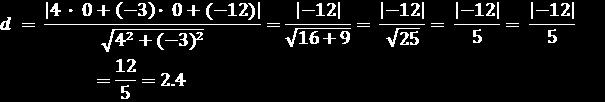 Udaljenost pravca od ishodište koordinatnog sustava O (0, 0):.