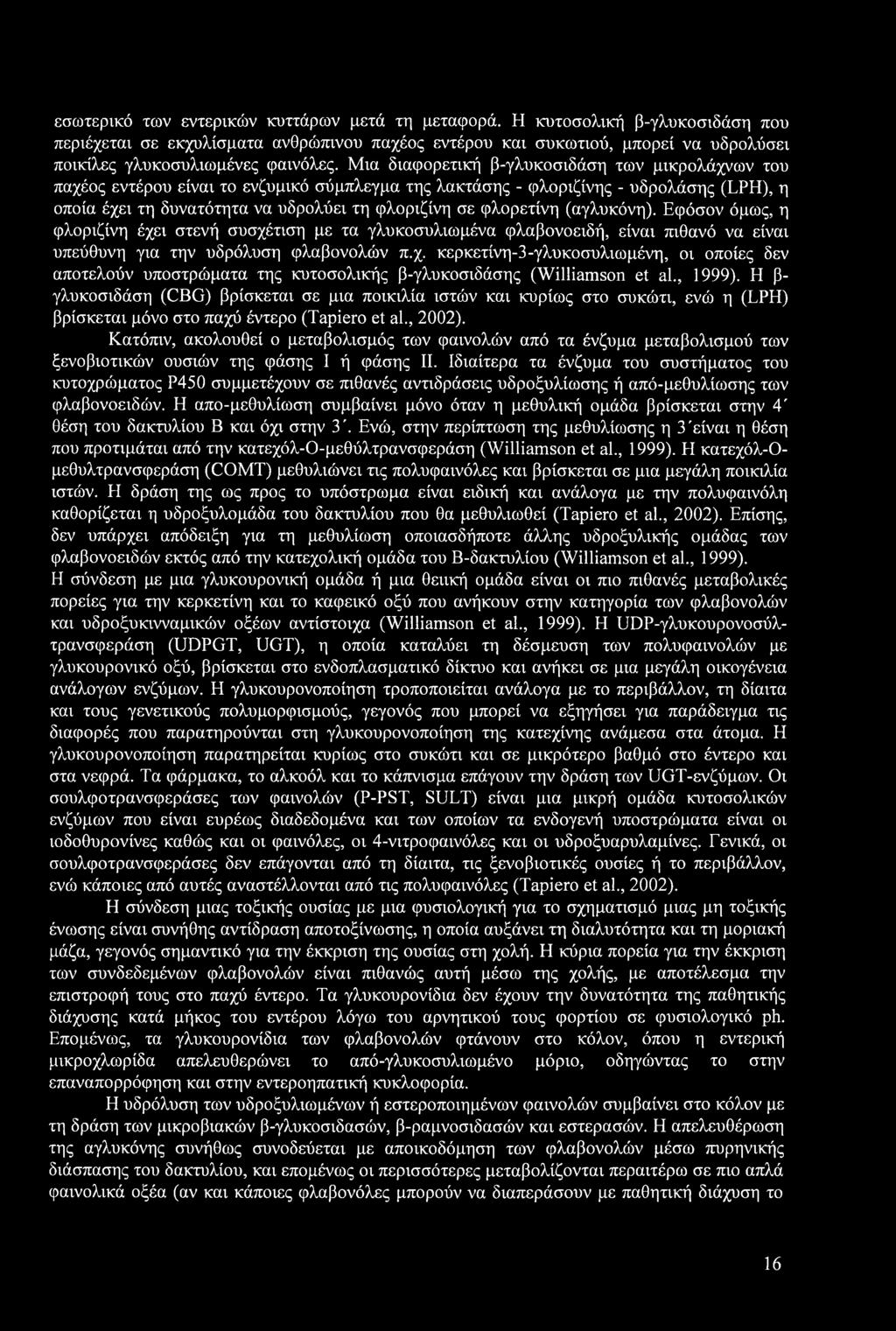 Μια διαφορετική β-γλυκοσιδάση των μικρολάχνων του παχέος εντέρου είναι το ενζυμικό σύμπλεγμα της λακτάσης - φλοριζίνης - υδρολάσης (LPH), η οποία έχει τη δυνατότητα να υδρολύει τη φλοριζίνη σε