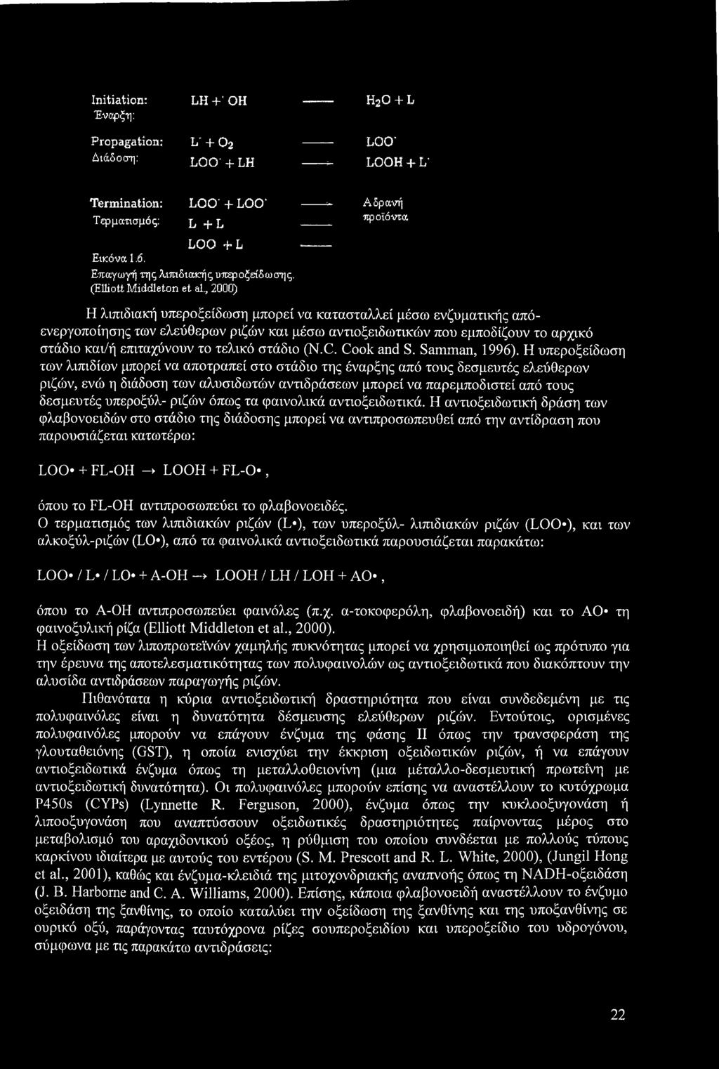 (Elliott Middleton et al, 200G[) Η λιπιδιακή υπεροξείδωση μπορεί να κατασταλλεί μέσω ενζυματικής απόενεργοποίησης των ελεύθερων ριζών και μέσω αντιοξειδωτικών που εμποδίζουν το αρχικό στάδιο και/ή