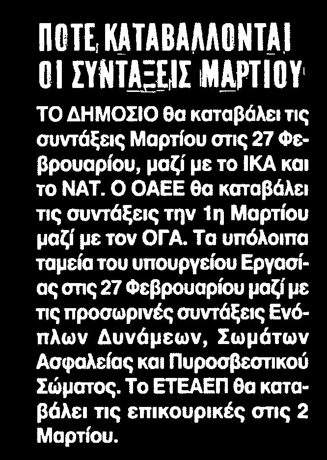 ΣΥΝΤΑΞΕΙΣ ΜΑΡΤΙΟΥ