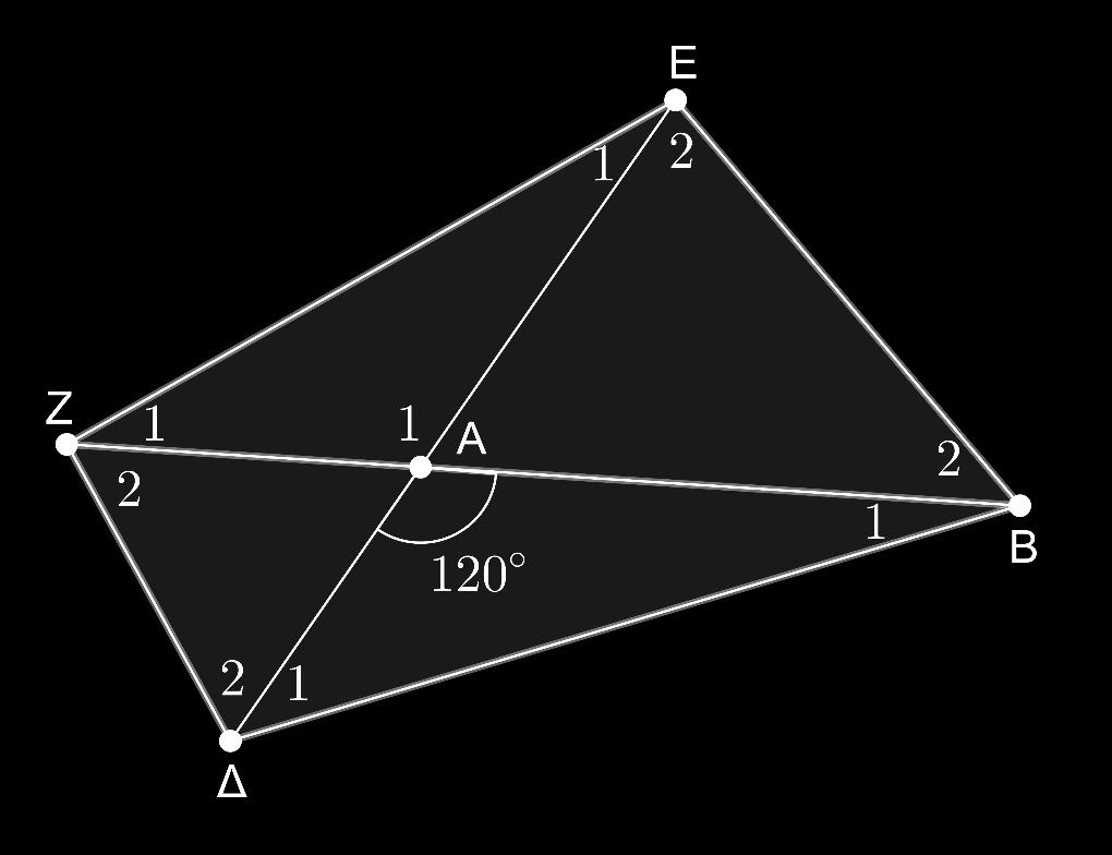 Γεωμετρία Κεφάλαι 5: Παρ/μα - Τραπέζια Λύση α) Τα τρίγωνα ΑΕΖ και ΑΒΔ έχυν (1 στιχεί) ΑΔ=ΑΖ (ΑΔΖ ισόπλευρ) (2 στιχεί) ΑΒ=ΑΕ (ΑΕΒ ισόπλευρ) (3 στιχεί) ΔΑΒ ΖΑΕ (κατακρυφήν ) Άρα από κριτήρι Π-Γ-Π τα