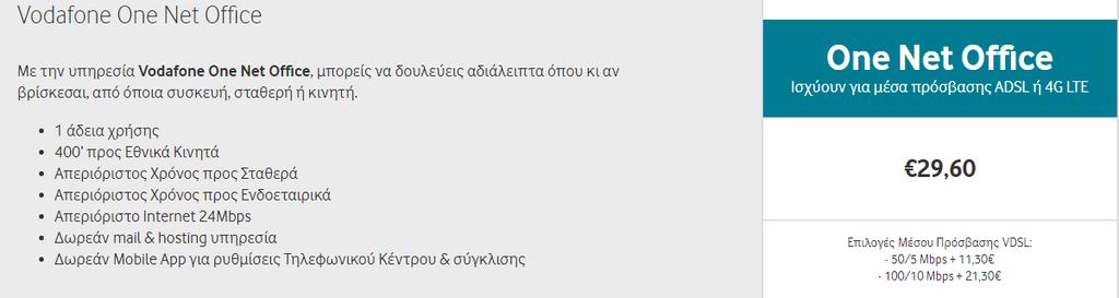 2. Προγράμματα σταθερής για επιχειρήσεις Προγράμματα σταθερής συμβατά με τηλεφωνικό κέντρο Επαγγελματικά Σταθερά που λειτουργούν με PBX Vodafone One Net 1-Channel Vodafone One Net 2-Channel VODAFONE