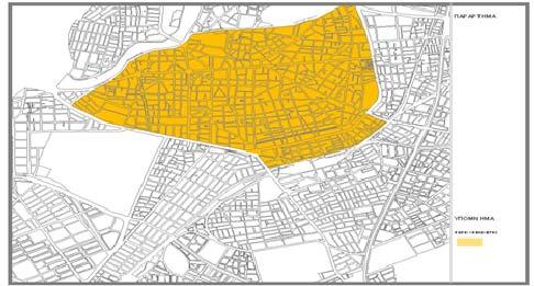 Περιοχή Επέμβασης Περιοχή επέμβασης χωρισμένη σε 9 περιοχές Κυκλοφοριακή οργάνωση του τοπικού οδικού δικτύου της περιοχής μελέτης Αφορά την οργάνωση της (φορά κίνησης των οχημάτων - μονοδρομήσεις,