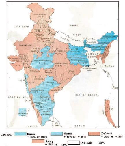 Η ξηρασία της Ινδίας τα έτη 1987-1992 Αποτυχία νοτιοδυτικών μουσώνων στο μεγαλύτερο μέρος της Ινδίας Κανονικές ή ακραίες βροχοπτώσεις σε 14 από τις 35 υπολεκάνες Προσέγγιση για διαχείριση της