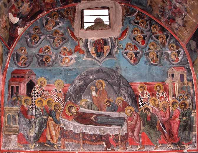 Сл. 13 Успение Богородичино, западен ѕид, наос ангелот кој во рацете го држи осмокракиот (голготски) крст како симбол на победата (сл. 10).