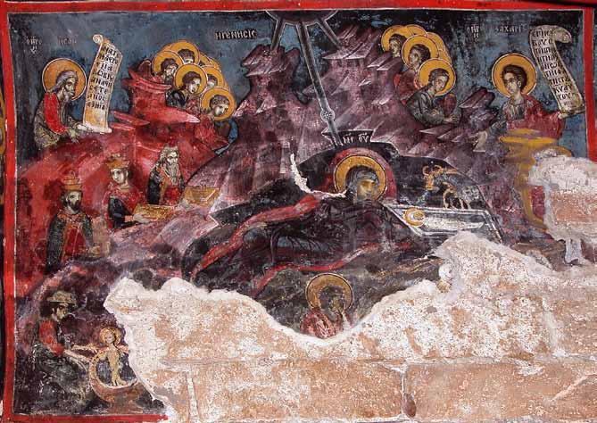 Сл. 3 Раѓање Христово, јужен ѕид, олтар вајќи ја со десната рака, а во левата држи скиптар.