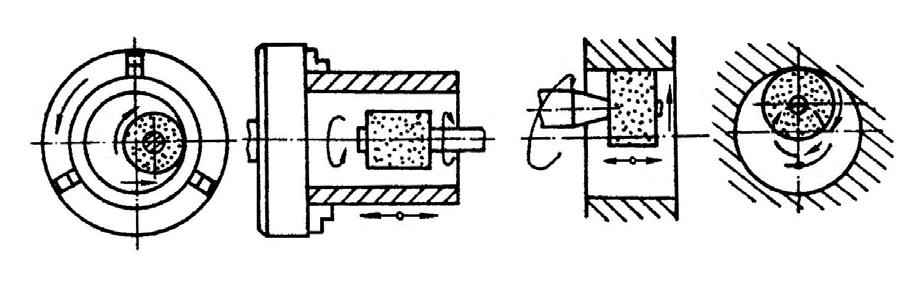 U 14 Maşini de rectificat 5 dispozitiv de corectare a formei discului de rectificare; 6 dispozitiv de corectare a formei discului de antrenare; 7 motor electric; 8 disc de rectificare; 9 disc de