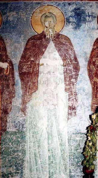 сл. 5 Св. Јован Кусиот До св. Максим е насликан стамен старец во цел раст, со десната нога дискретно исфрлена во контрапост.