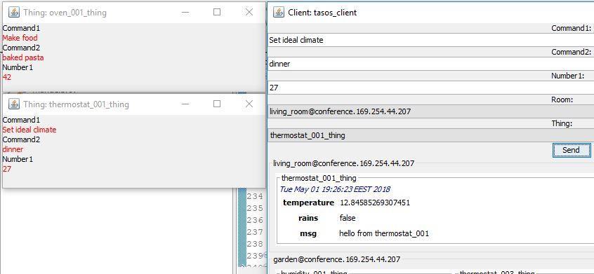 Πλέον ο Client tasos δέχεται σε πραγματικό χρόνο τα δεδομένα όλων των Things του IoT δικτύου.