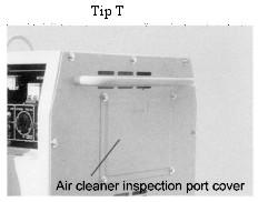 Tip X/E 3.3. Verificati filtrul de aer. Desurubati piulita fluture, indepartati carcasa filtrului de aer si indepartati elementul.