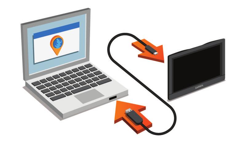 5 Συνδέστε τη συσκευή Garmin DriveSmart στον υπολογιστή σας χρησιμοποιώντας ένα καλώδιο USB.