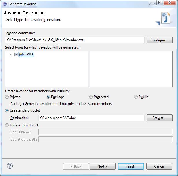 JAVADOC V OKOLJU ECLIPSE