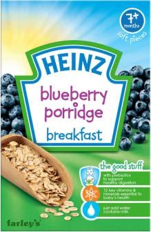 Breakfast Cereal Blueberry Porridge 120gr. 1 Δημητριακά: Tα βρεφικά δημητριακά είναι εμπλουτισμένα με σίδηρο, ασβέστιο, βιταμίνες Β και πρεβιοτικά.