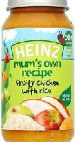 Mum s Own Savoury Jars 250GR Fruity Chicken with rice 250gr 1 Παιδικό γεύμα: Οι Βρεφικές Τροφές προσφέρουν εναλλακτικές επιλογές σε έτοιμα γεύματα κωδικοποιημένα με το σύστημα σταδιοποίησης Heinz (το
