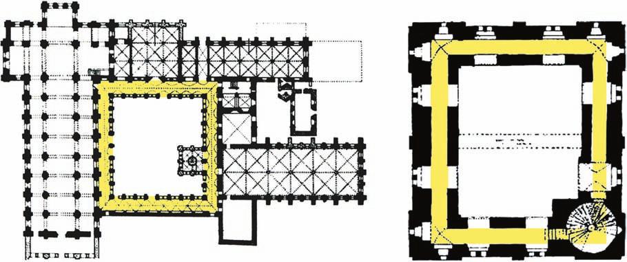 Сл. 3 Манастирски комплекс Фонтне (Fontenay) у Француској (лево) и дон-жон кула замка у Хедингаму (Hedingham) у Великој Британији (десно) Fig.