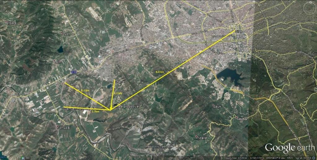 Vendi i propozuar për realizimin e Z.T.M.T shtrihet në jug-perendim të qytetit të Tiranës.