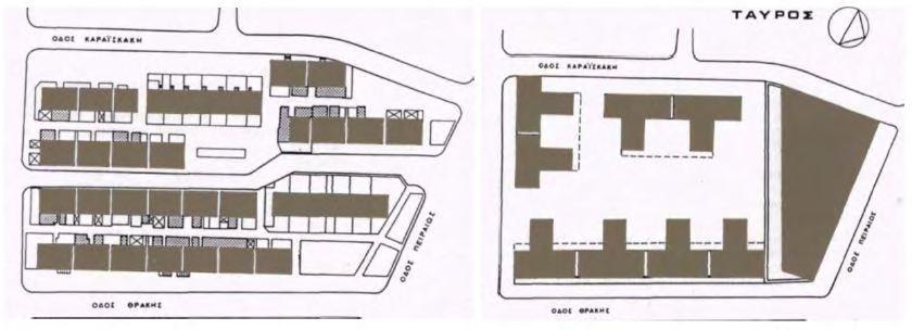 Εικόνα 4.5.2: Ανάπλαση και αξιοποίηση ΟΤ 1Γ Δήμου Ταύρου. Πηγή: Λουκόπουλος κ.α.,1990 Ακάλυπτοι χώροι στην περιοχή Αγ.