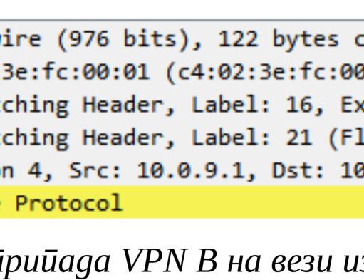 51 Таpела руnирања VRF инсnанце В на руnеру 2 Ла$еле које ће имати пакети када се рутирају кроз MPLS мрежу могу да се виде командама са слике 7.52.