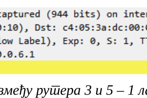 На другој вези постоји само једна ла$ела зато што се код MPLS L3VPN мрежа подразумева механизам РНР.